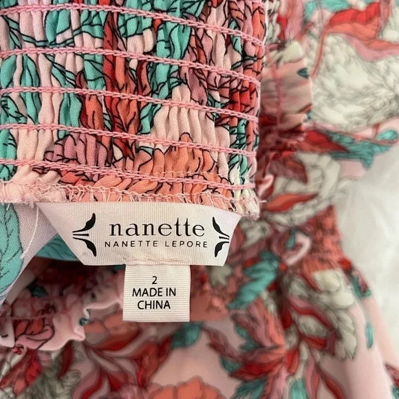 Nanette Lepore floral smocked high Lo midi dress - Picture 7 of 11